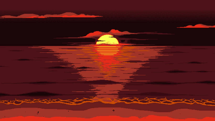11920x1080 Red Sea Sunset Wallpaper