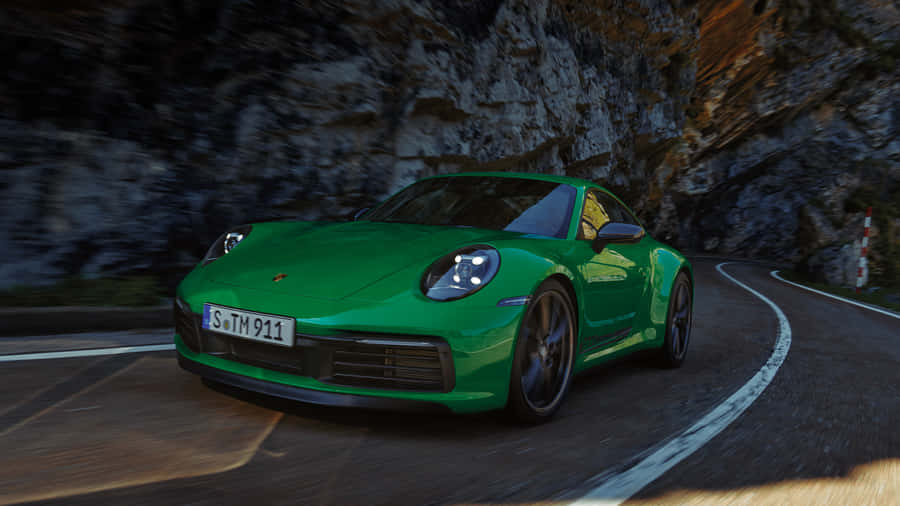1920 X 1080 Car Green Porsche Wallpaper