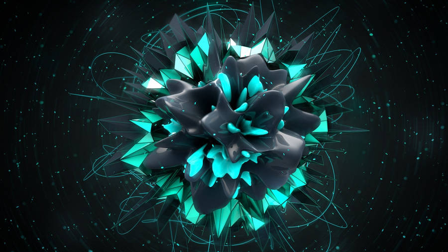 1920 X 1080 Gaming Abstract Turquoise And Black 3d Shape Wallpaper