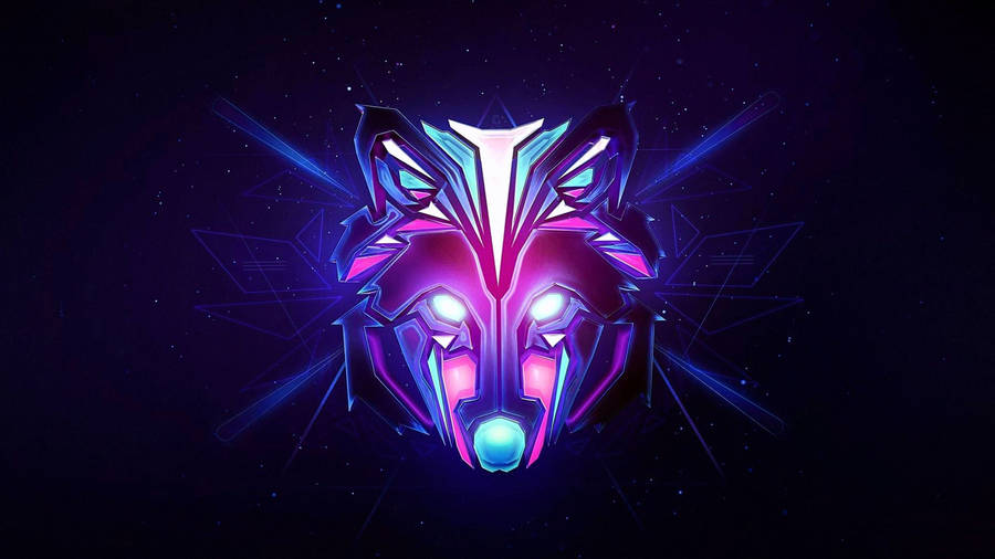 1920 X 1080 Gaming Neon Wolf Wallpaper