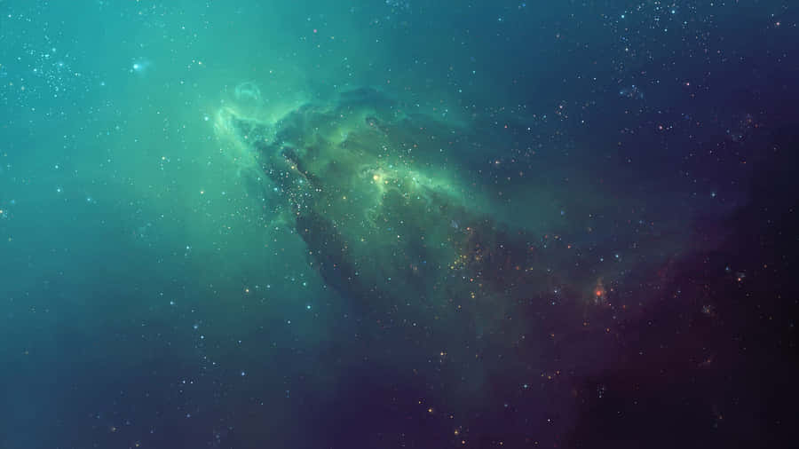 1920 X 1080 Nebula Green And Stars Wallpaper