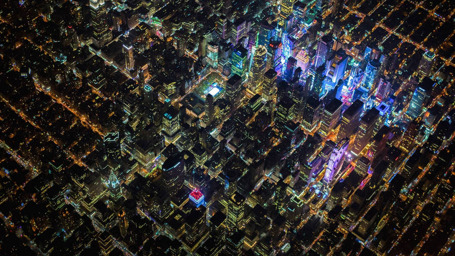 1920 X 1080 Night City Aerial New York Wallpaper