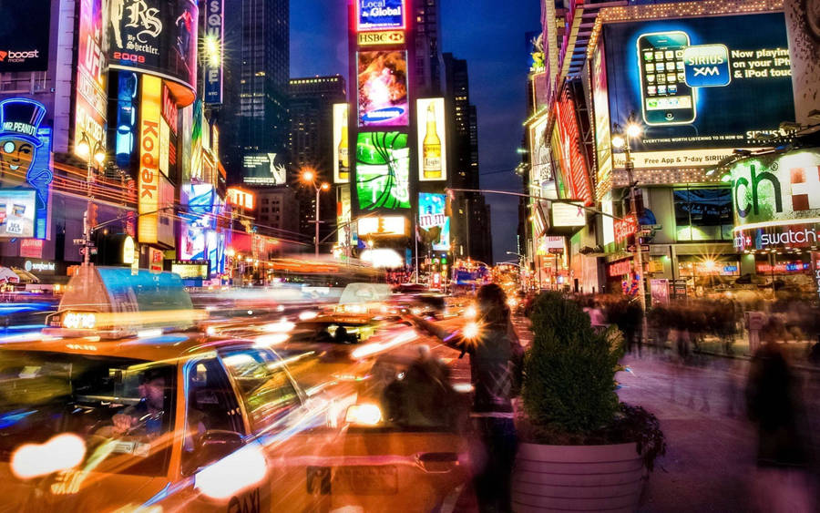 1920 X 1080 Night City Times Square Wallpaper