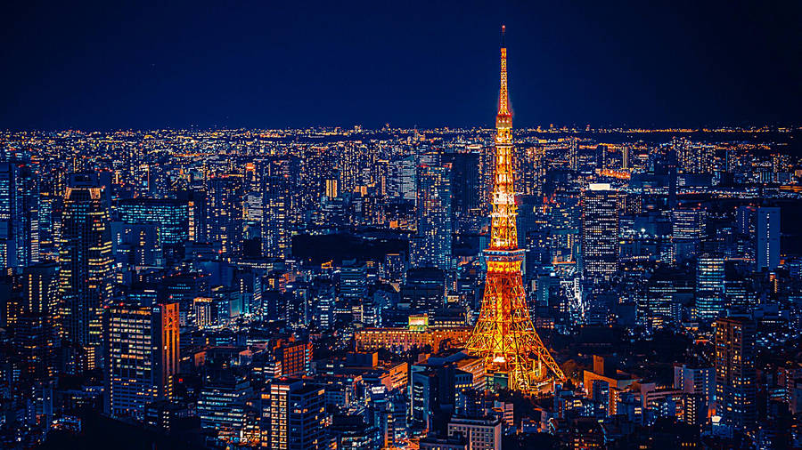 1920 X 1080 Night City Tokyo Tower Wallpaper