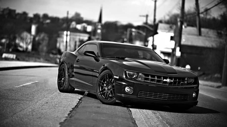 1920x1080 Black And White Muscle Car Wallpaper