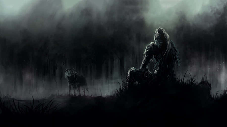 1920x1080 Black Dark Souls Wolf And Man Wallpaper