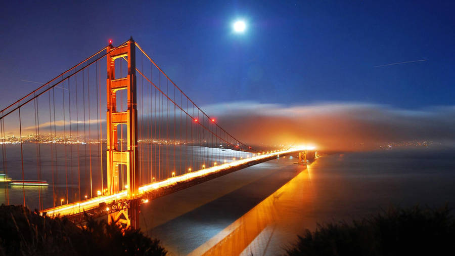 1920x1080 Full Hd Golden Gate Bridge At Night Wallpaper