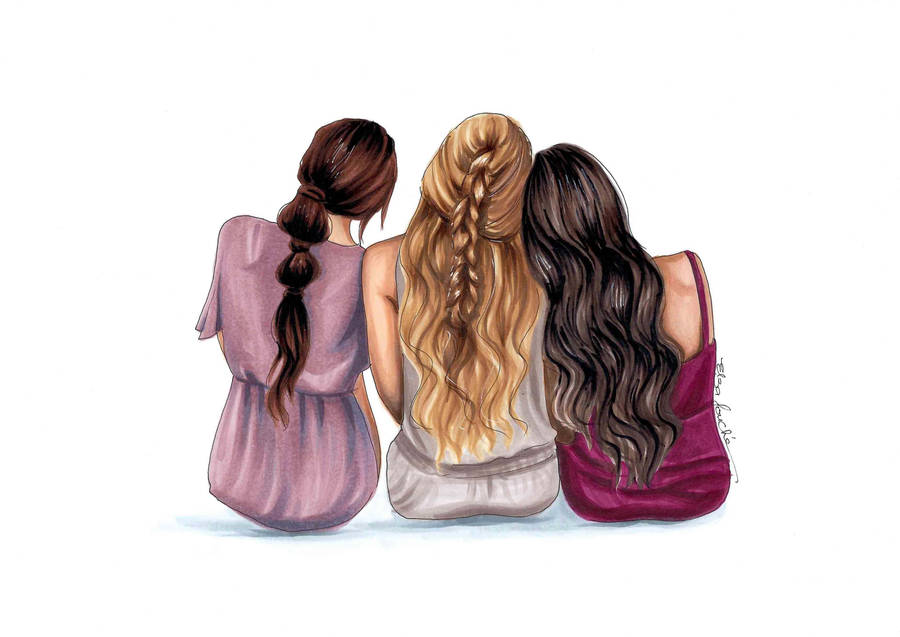 3 Best Friends Seated Back Wallpaper