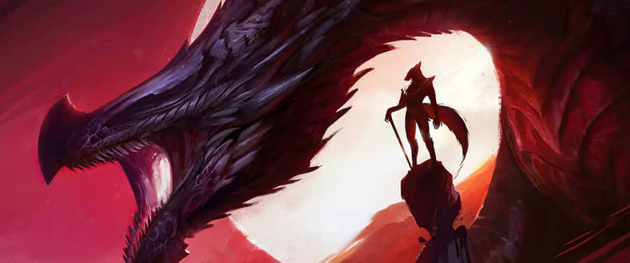 3440x1440 Dragon And Knight Wallpaper