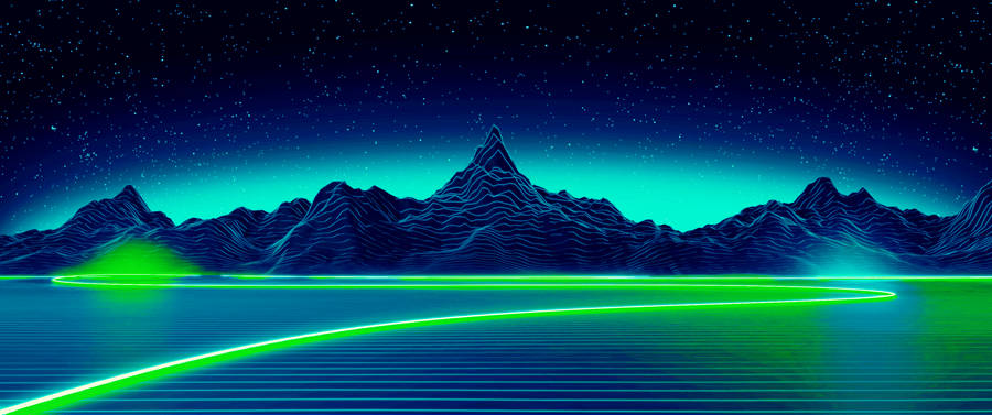 3440x1440 Minimalist Neon Green Field Wallpaper