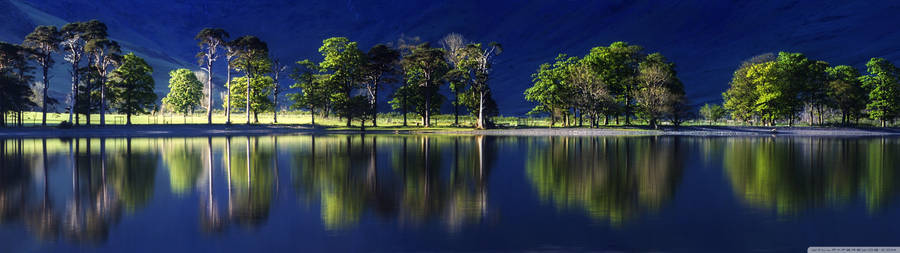 3840x1080 Hd Dual Monitor Still Lake Wallpaper