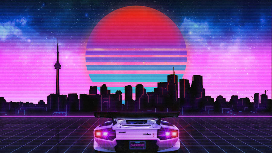 3840x2160 Wallpaper 4k Retro Wave Lamborghini Neon City 4k 4k Wallpaper