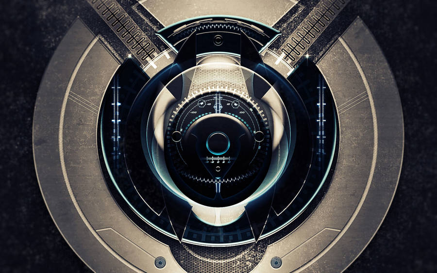 3d Hi-tech Knob On Wall Wallpaper