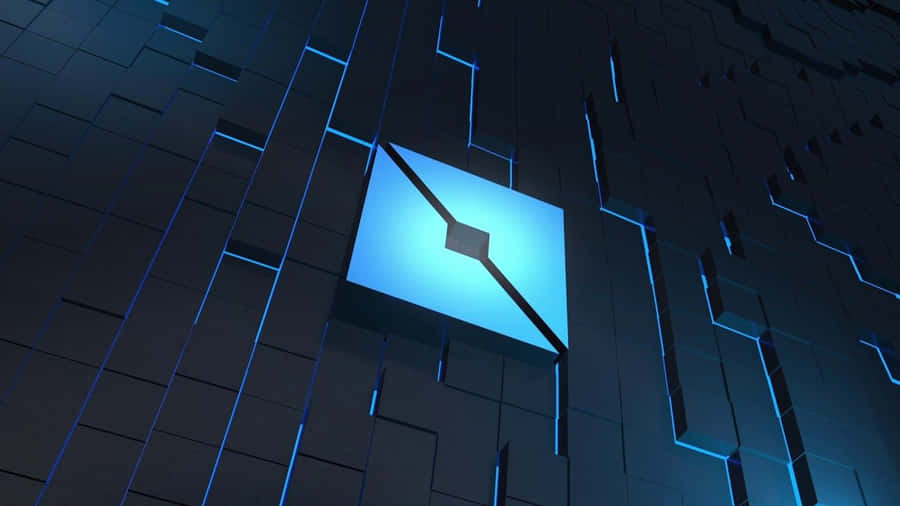 3d Roblox Blue Square Logo Wallpaper