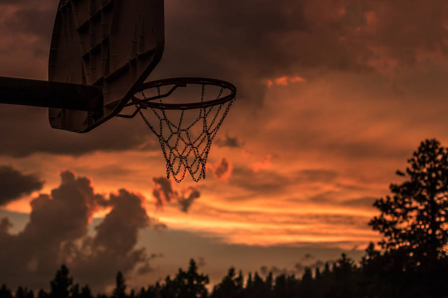 4k Basketball Court And Sunset Wallpaper