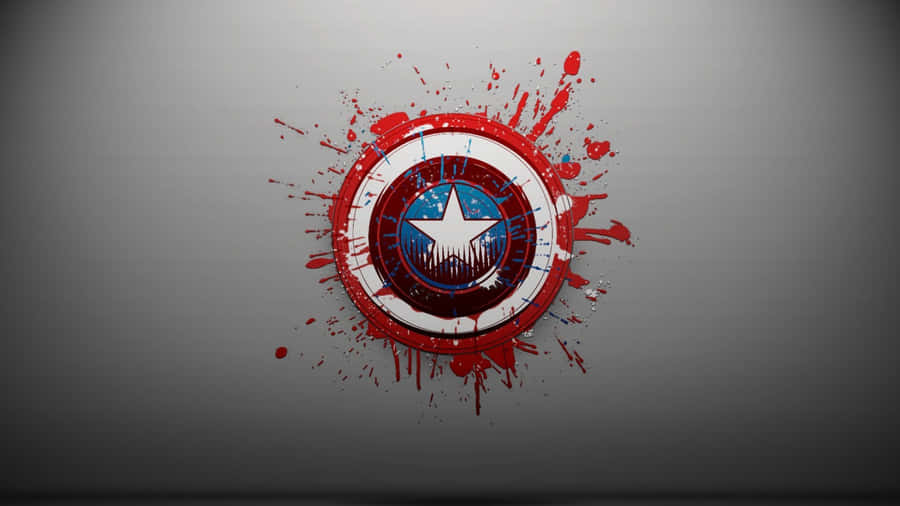 4k Captain America Shield With Scattered Red Paint Wallpaper