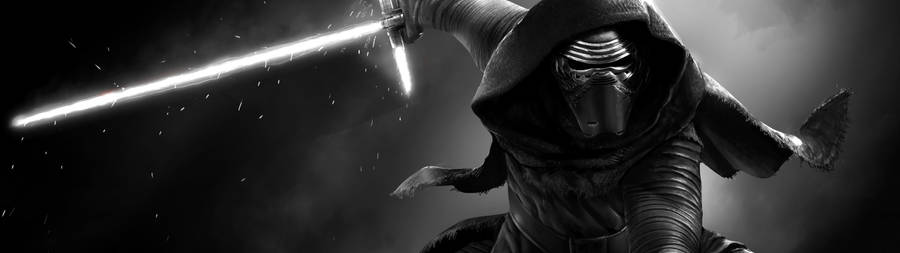 4k Dual Monitor Kylo Ren With Lightsaber Wallpaper