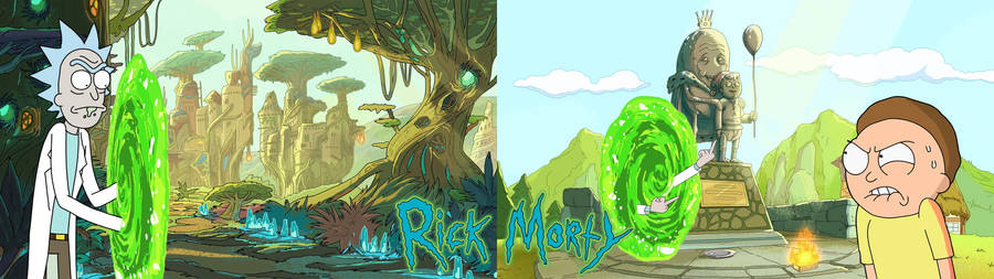 4k Dual Monitor Rick And Morty Wallpaper