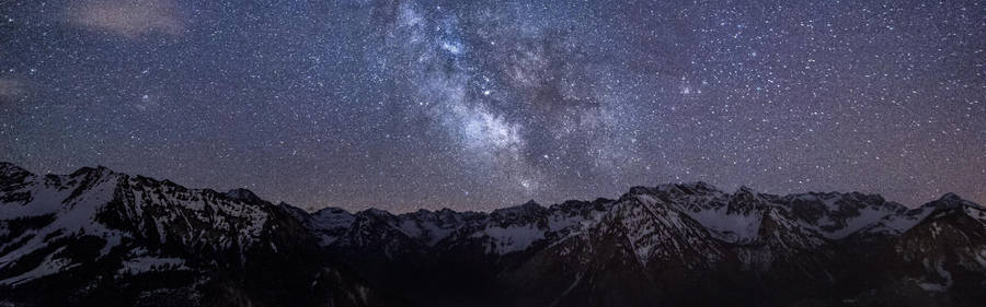 4k Dual Monitor Starry Night At Mountain Wallpaper