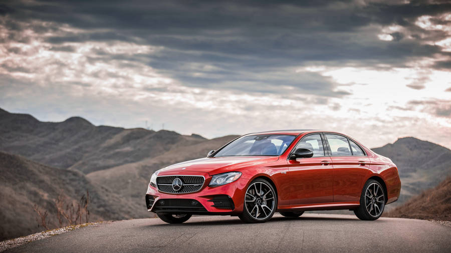 4k Mercedes-benz Red In Mountain Wallpaper