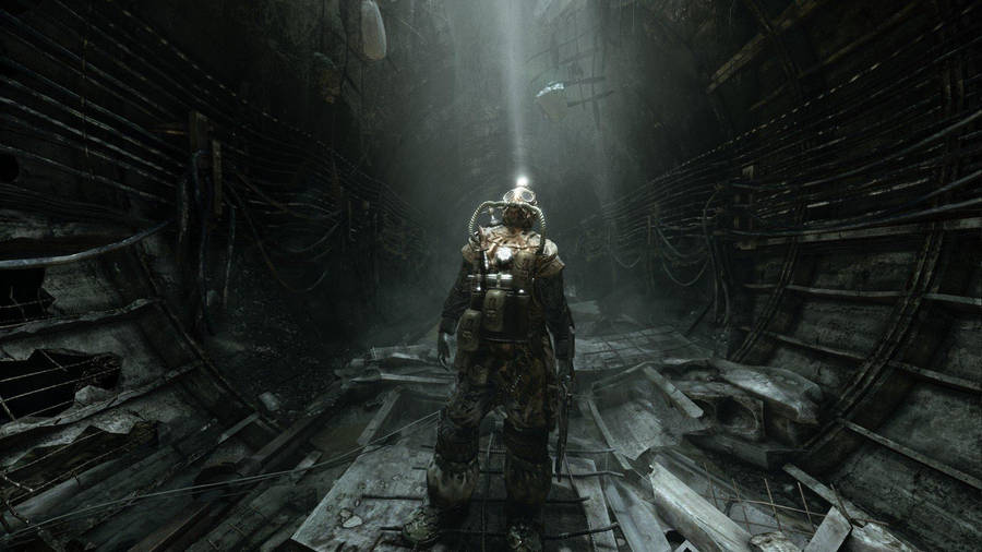 4k Metro 2033 Soldier In Tunnel Wallpaper