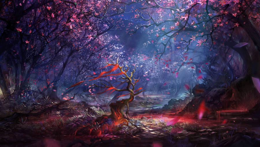 4k Moving Fantasy Forest Desktop Wallpaper