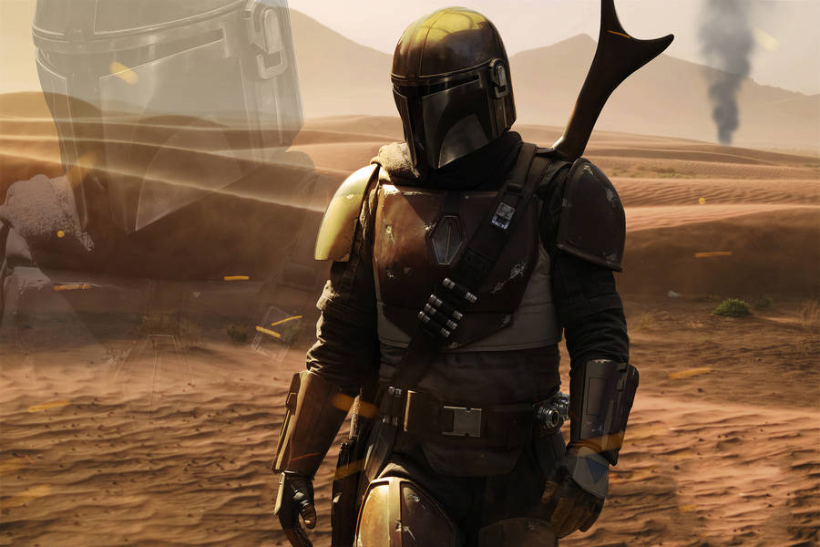 4k The Mandalorian Boba On Sand Dunes Wallpaper