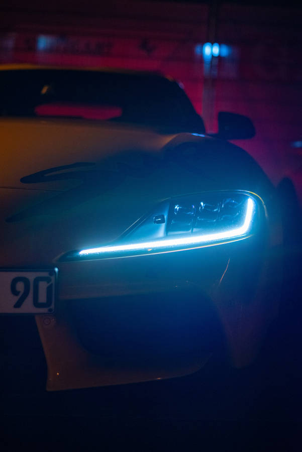 4k Toyota Supra Yellow Low Beam Wallpaper