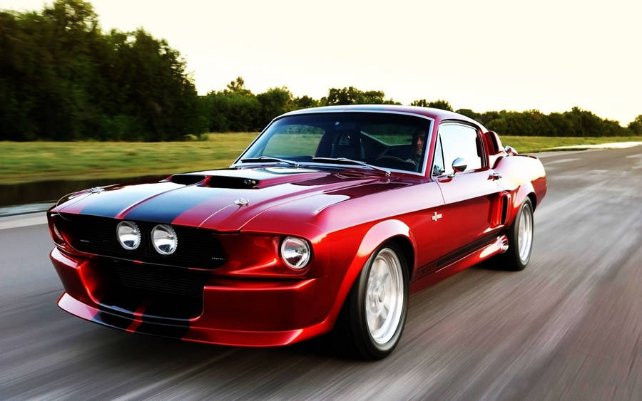 4k Ultra Hd Mustang Red On The Road Wallpaper