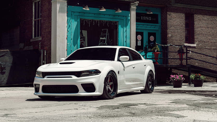 4k White Dodge Hellcat Wallpaper