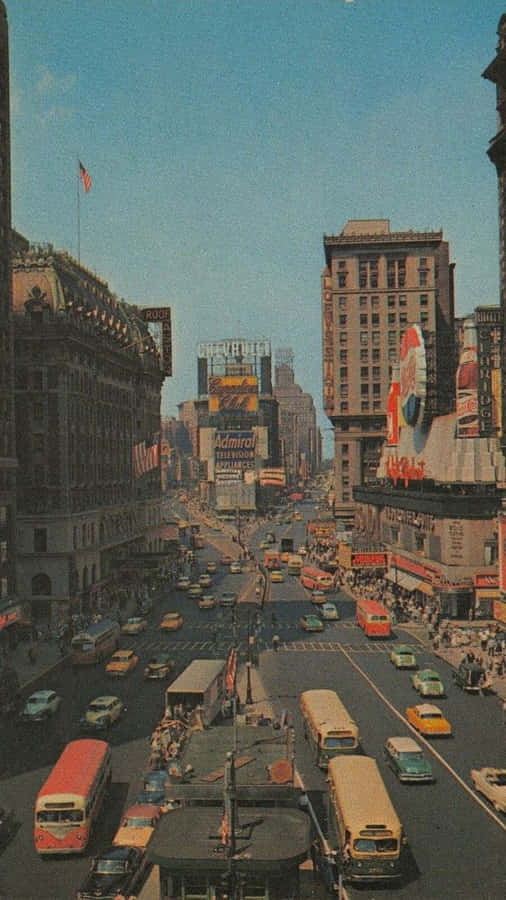 60s Aesthetic Time Square Wallpaper
