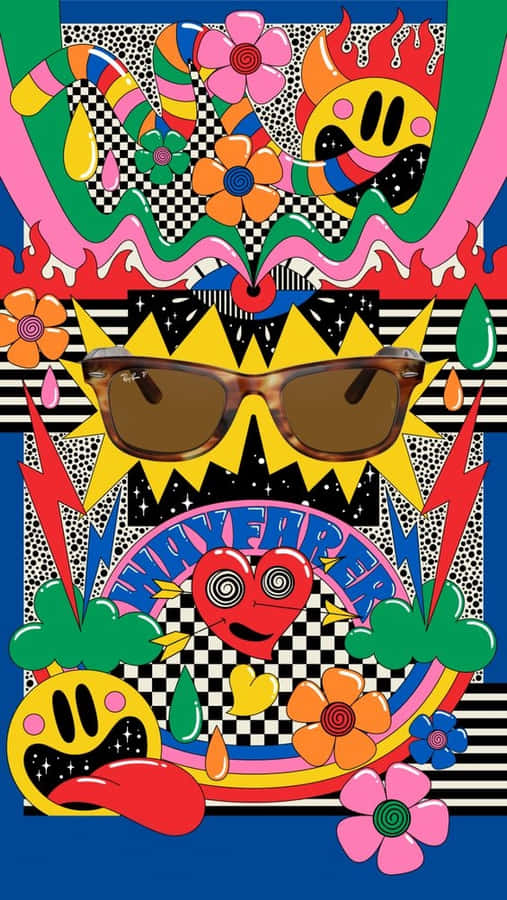 70s Hippie Colorful Art Wallpaper