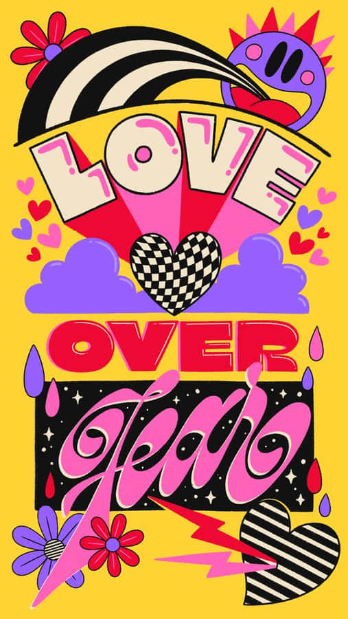 70s Hippie Love Fear Wallpaper