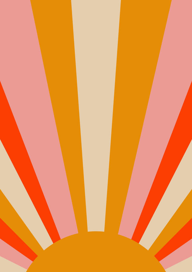 70s Retro Sun Design With Vibrant Colors Wallpaper