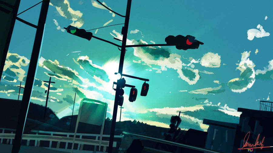 8 Bit Japan Streelight Wallpaper