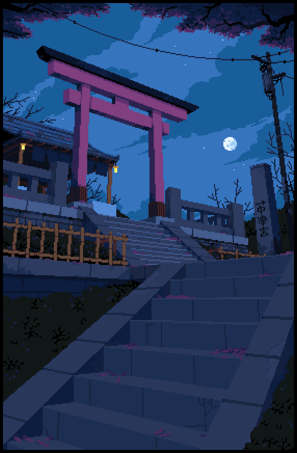 8 Bit Japan Torii Wallpaper