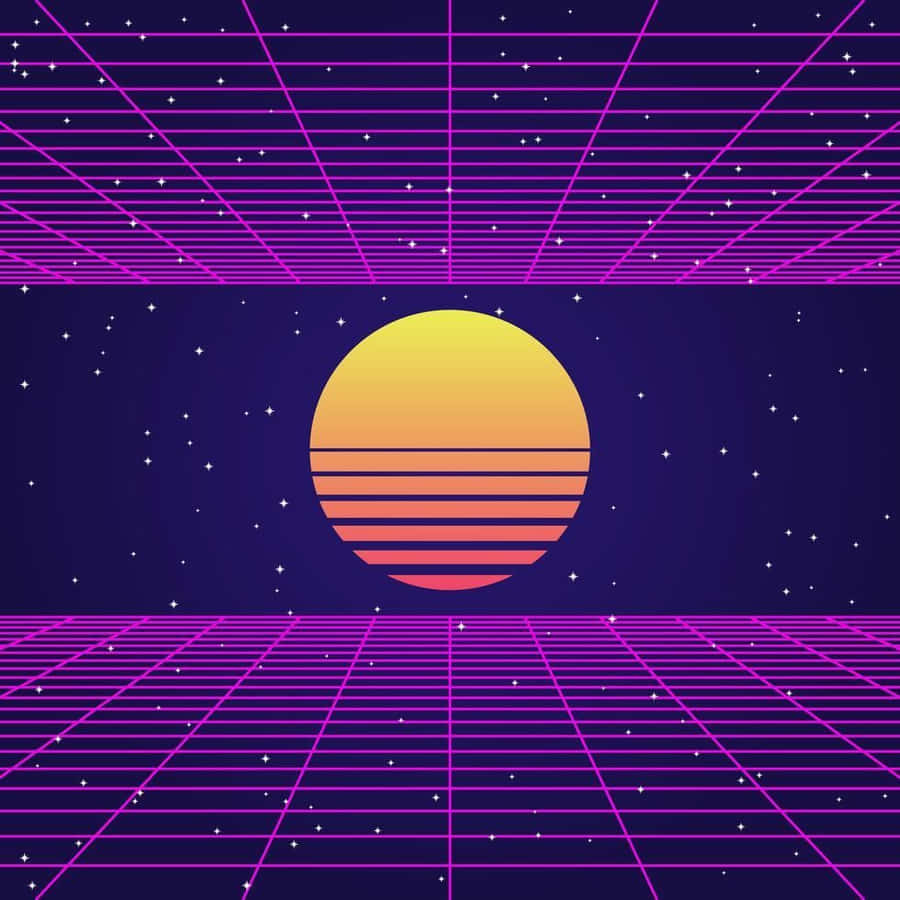 80s Vaporwave Neon Pink Gridline Pattern Wallpaper
