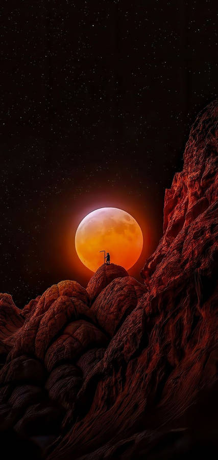 8k Iphone Man Against A Moonlit Night Wallpaper