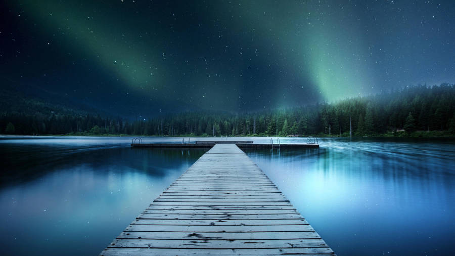 8k Ultra Hd Nature Dock And Aurora Wallpaper