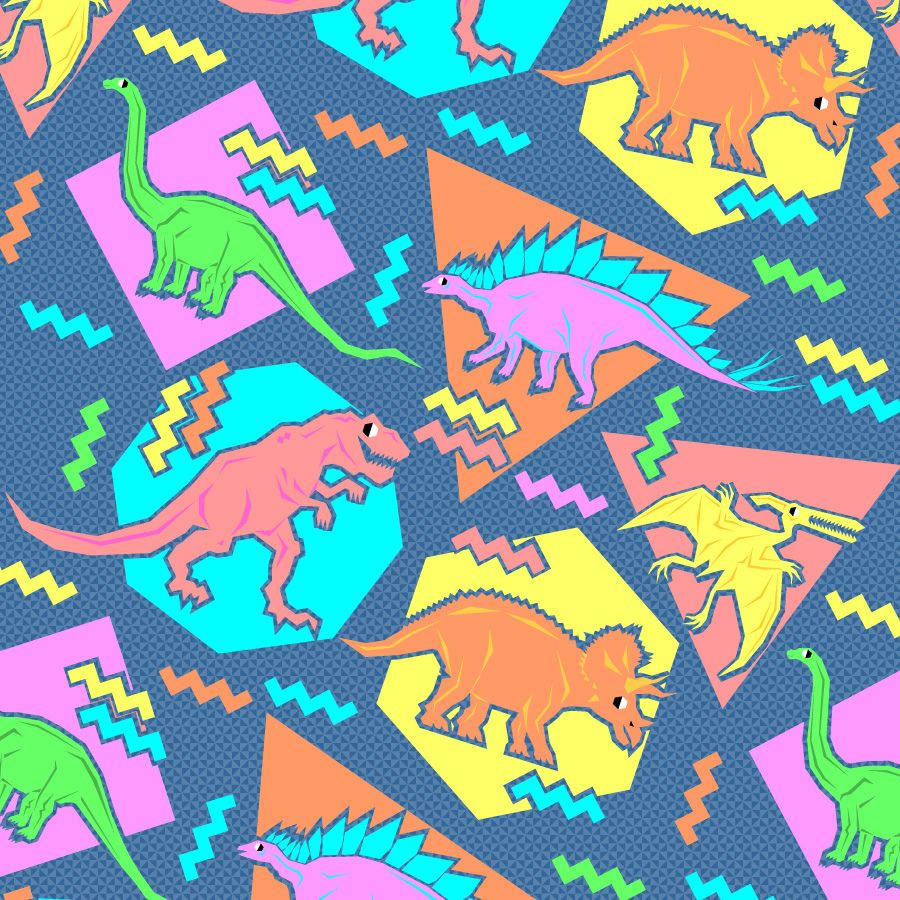 900x900 90's Dinosaur Pattern Chobopop Nineties Dinos Wallpaper