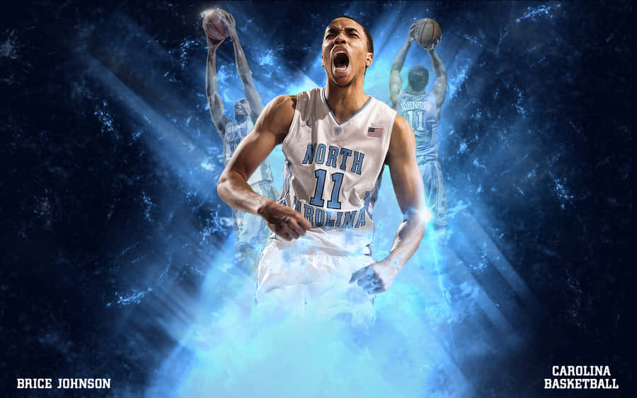 A Basketball Player Is Shown In A Blue Background Wallpaper