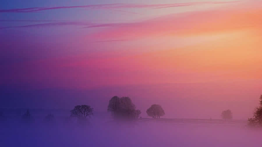 A Beautiful Blue And Purple Sunset Over The Horizon. Wallpaper