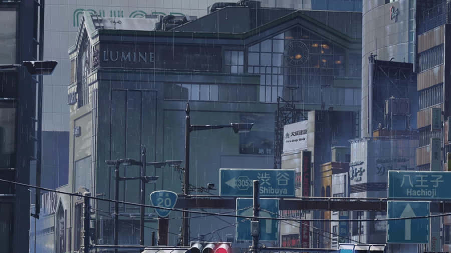 A Beautiful Purple-hued Cloudburst In A Classic Anime Setting Wallpaper