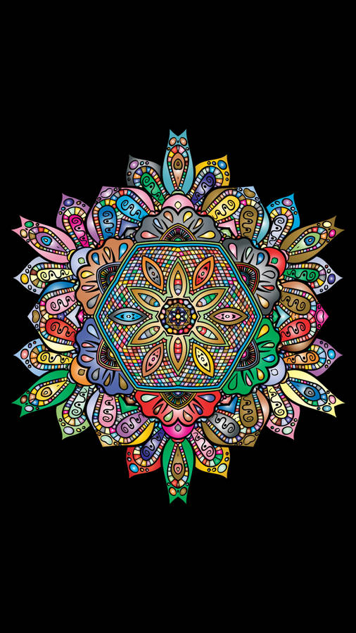 A Beautifully Coloured Floral Mandala Design Wallpaper