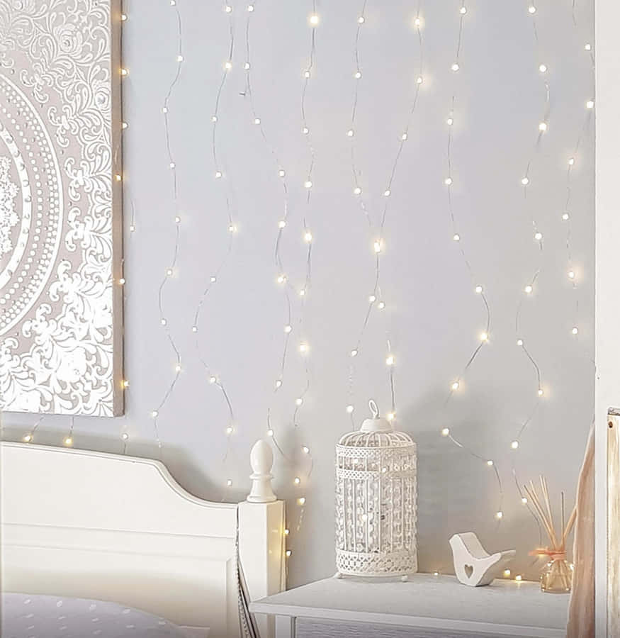 A Bedroom With A Bed And A Bedside Table Wallpaper