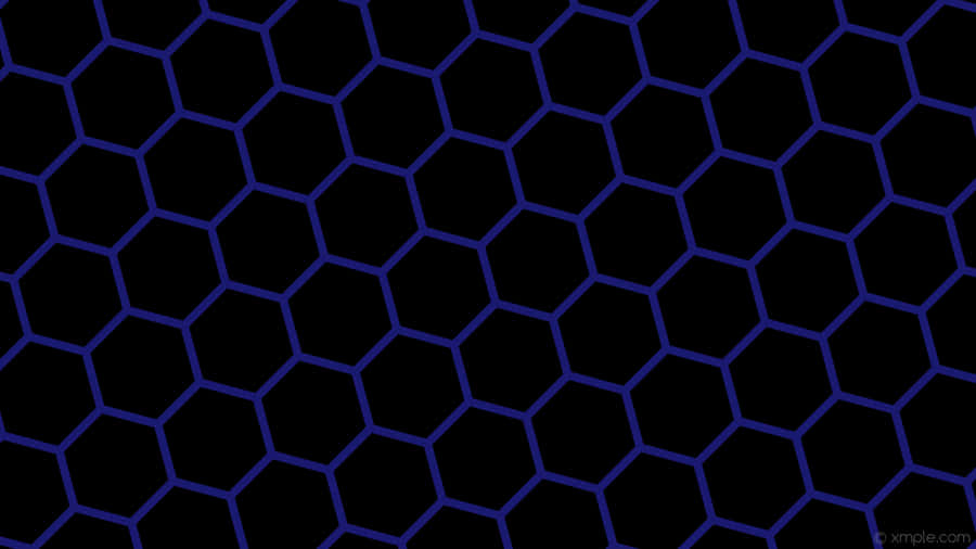 A Black And Blue Hexagonal Pattern Wallpaper