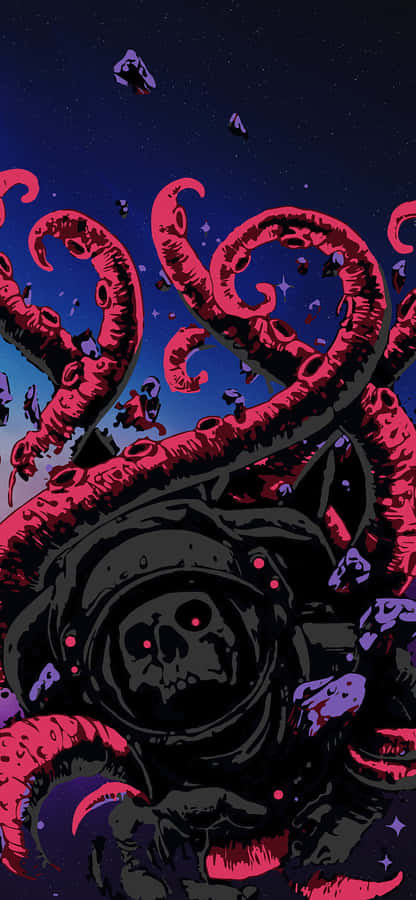 A Black And Pink Octopus With Tentacles Wallpaper