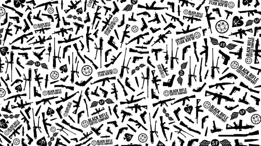 A Black And White Image Of A Gun Pattern Wallpaper