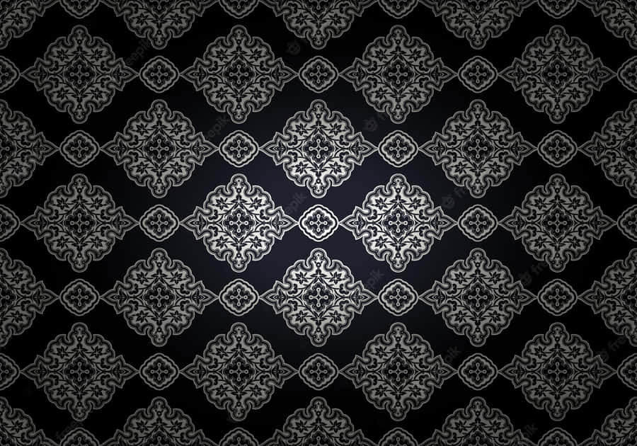 A Black And White Wallpaper With An Ornate Pattern Wallpaper