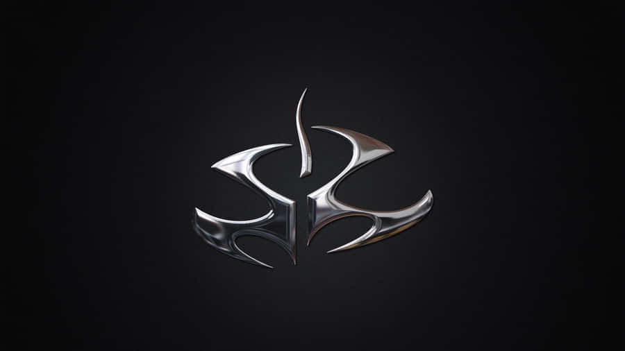 A Black Background With A Silver Logo Wallpaper